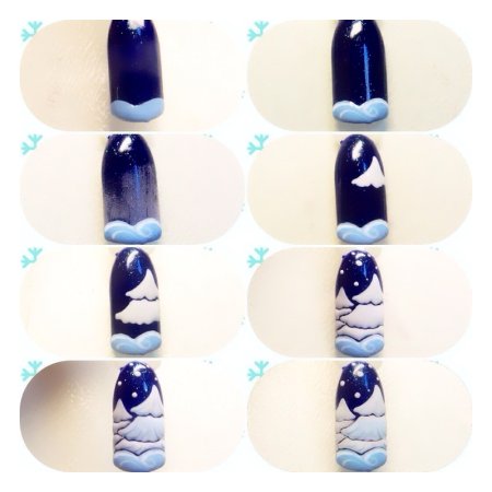 Елка на ногтях пошагово