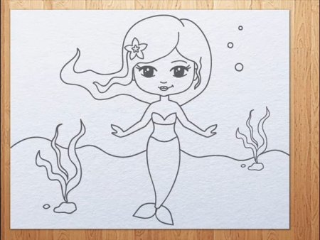 Русалочка рисунок карандашом для детей