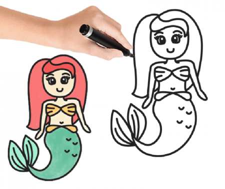 Как нарисовать русалку Ариэль поэтапно