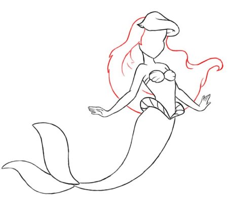 Рисунки Ариель пошагово