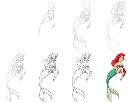 Русалка карандашом для начинающих