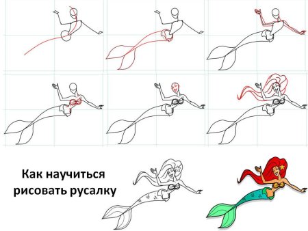 Поэтапное рисование русалки