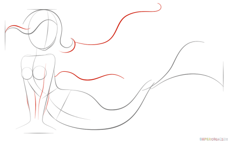 Схемы рисования русалку для детей простой способ