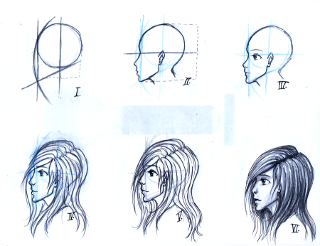 Рисунок человека в профиль пошагово