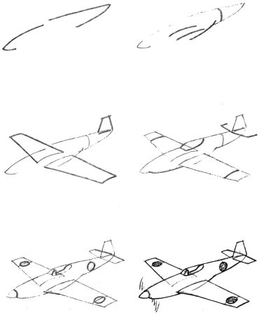 Самолет рисунок пошагово