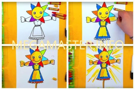 Рисование чучела Масленицы с детьми