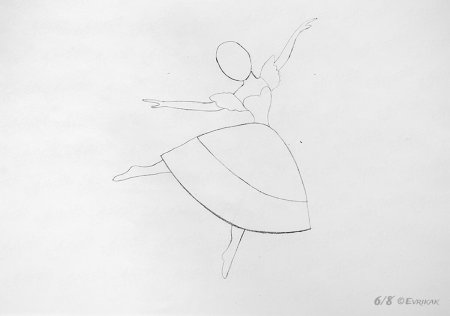 Поэтапный рисунок балерины