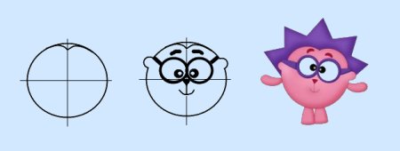 Совунья из смешариков нарисовать поэтапно