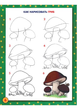 Поэтапное рисование гриба