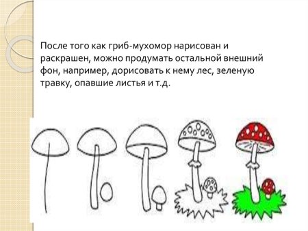 Схема рисования мухомора