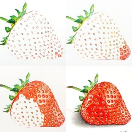 Клубника рисунок поэтапно