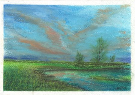 Пейзаж пастелью сухой