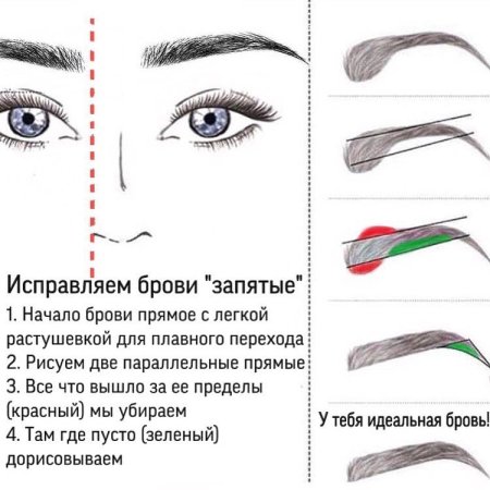 Брови схема корректировки