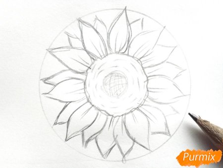 Рисунок подсолнуха для детей 1 класса