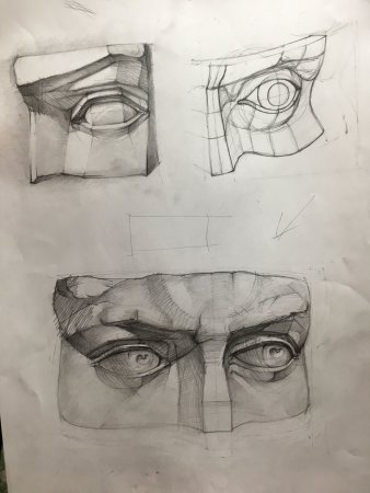 Гипсовые части лица Давида нос поэтапно