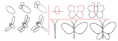 Бабочка сбоку карандашом
