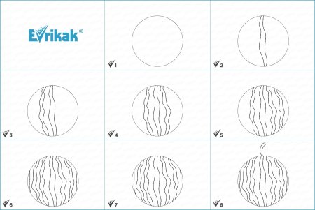 Поэтапное рисование арбуза