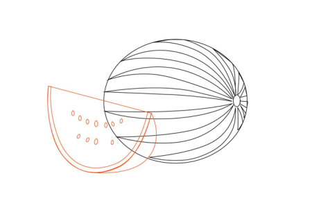 Пошаговое рисование арбуза