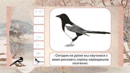 Рисование сороки