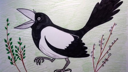 Рисование сороки