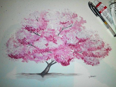 Дерево сакура рисунок поэтапно (52 фото)
