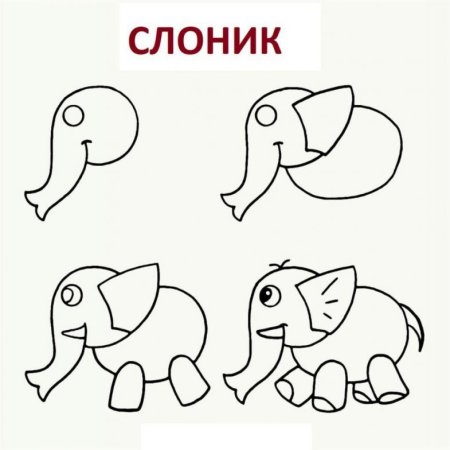 Схема рисования слона в старшей группе