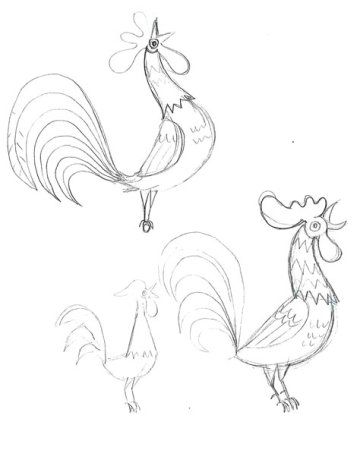 Петух рисунок карандашом легкий