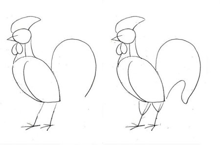 Поэтапное рисование петушка для детей