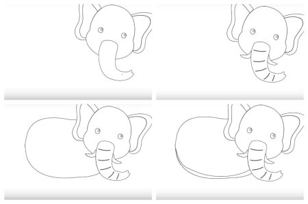 Поэтапное рисование слона для дошкольников