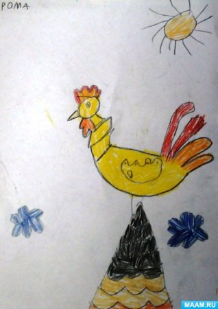 Золотой петушок рисование в подготовительной группе