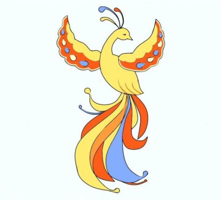 Рисование Жар птицы поэтапно