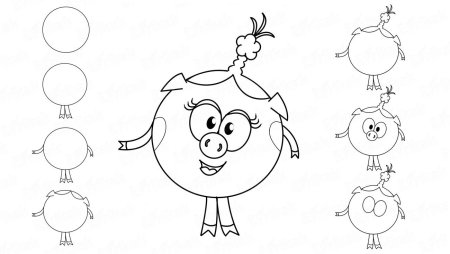 Поэтапное рисование смешариков