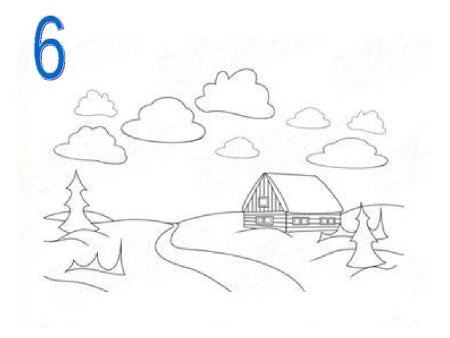 Зимний пейзаж поэтапное рисование для детей