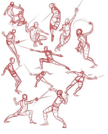 Фехтовальщик поза референс