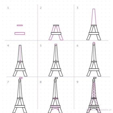 Этап рисования Эйфелевой башни