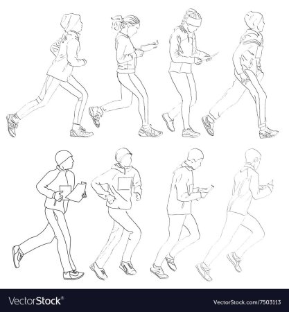 Наброски фигуры человека в движении