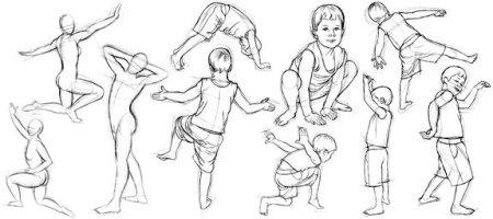 Наброски детей в движении