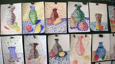 Натюрморт в стиле пуантилизм