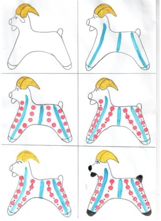 Рисование Дымковский козлик старшая группа