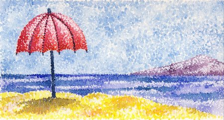 Пуантилизм пейзаж для детей легкий