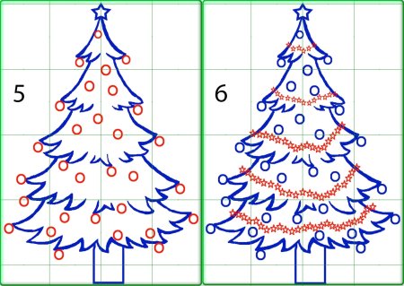 Схема рисования елочки