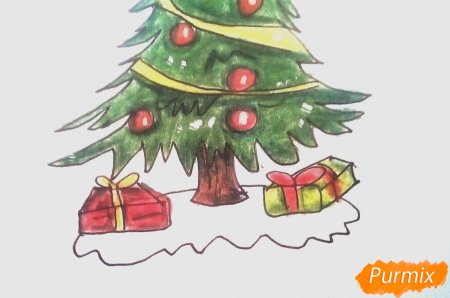 Новогодняя елка карандашом