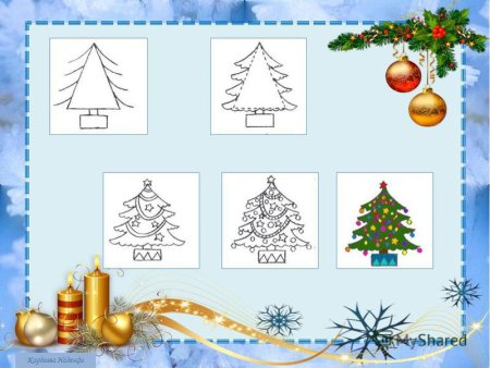 Поэтапное рисование елки