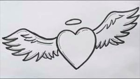 Рисунки для срисовки сердце с крыльями