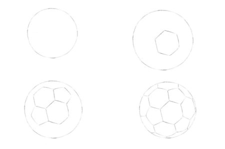 Футбольный мяч карандашом