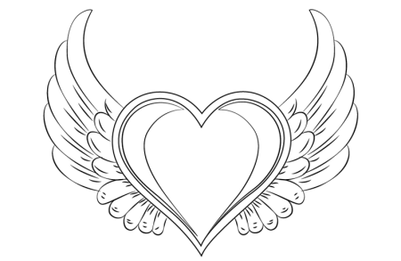 Сердце с крыльями рисунок поэтапно (48 фото)