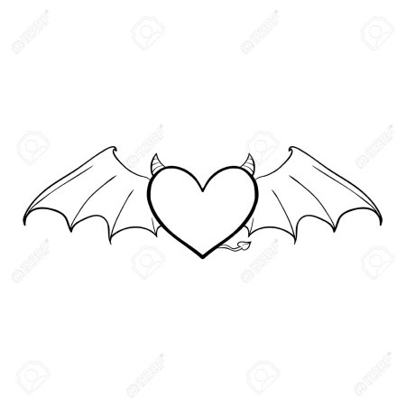 Сердце с крыльями карандашом