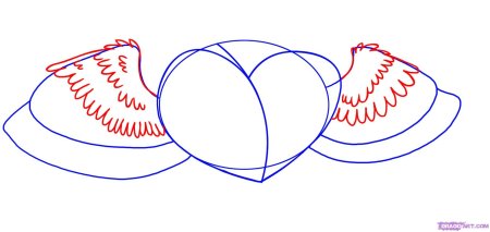 Сердце с крыльями пошаговое рисование