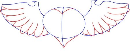 Сердце с крыльями карандашом