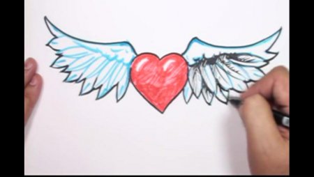 Рисунки карандашом сердце с крыльями